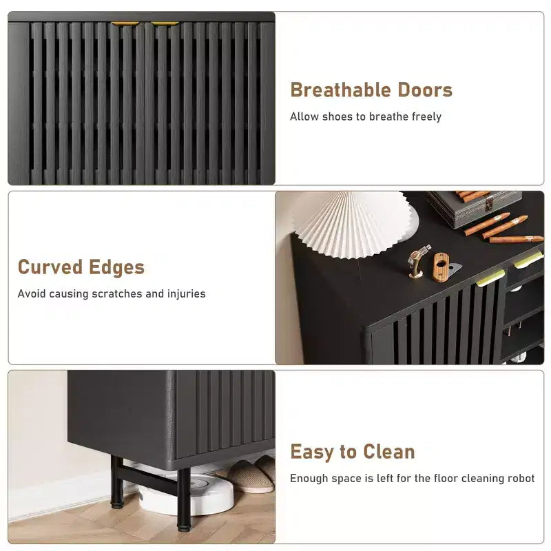 Meuble à chaussures 6 niveaux avec portes, Organisateur de rangement pour 24 paires, Meuble de rangement moderne de style ferme pour entrée ou couloir, Meuble de rangement dissimulé