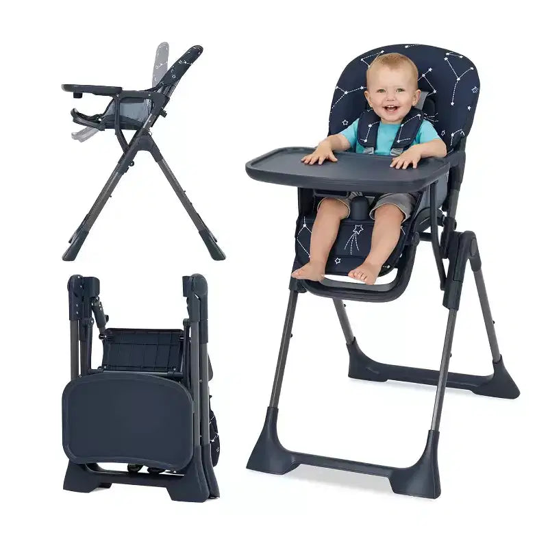 Baby High Chair for Babies and Toddlers Foldable Feeding Chair with Adjustable Height/Backrest/Footrest, Removable Tray, Fast Folding Design
