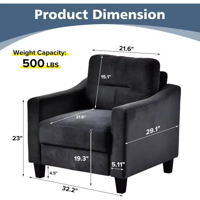 Fauteuil de confort en velours, chaise d'appoint moderne avec dossier pour salon, fauteuils rembourrés moelleux pour salle à manger, cuisine