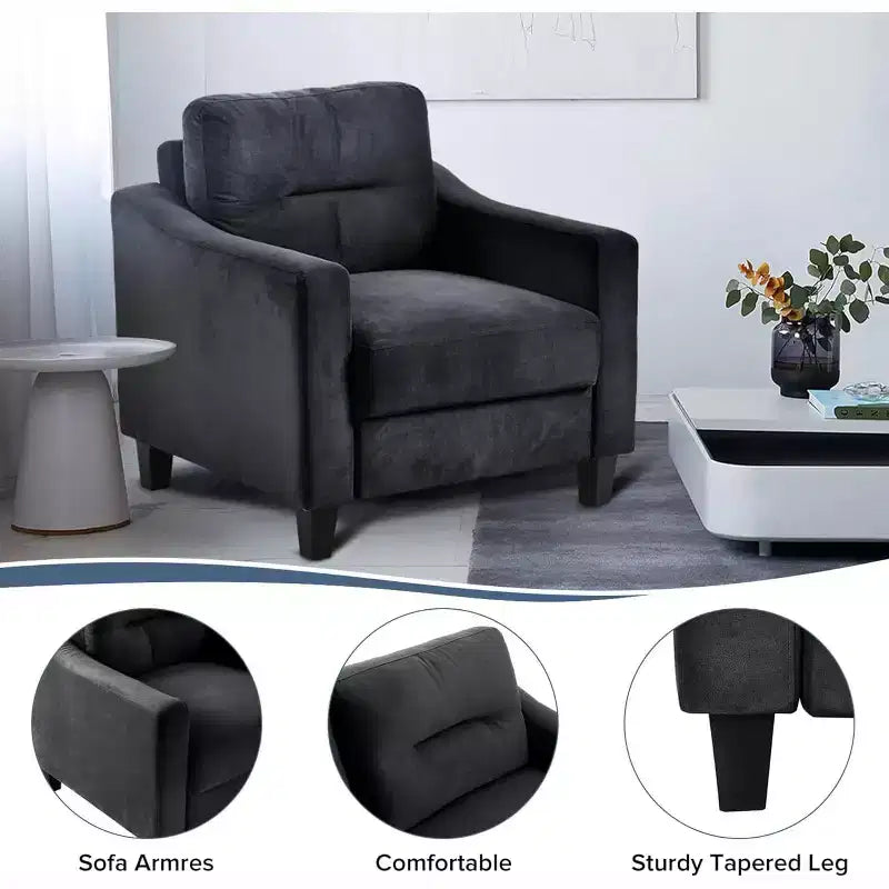 Fauteuil de confort en velours, chaise d'appoint moderne avec dossier pour salon, fauteuils rembourrés moelleux pour salle à manger, cuisine