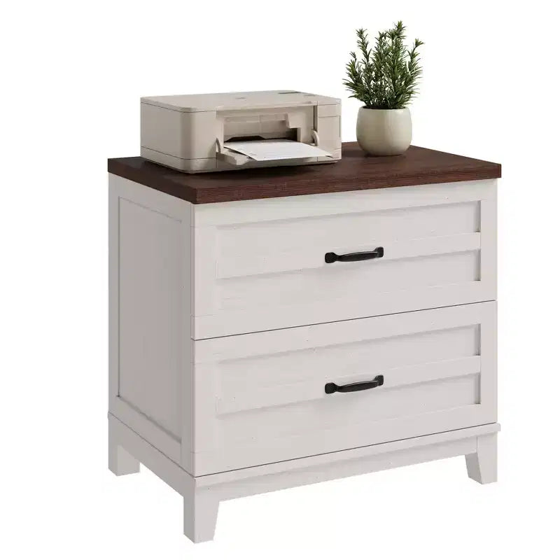 Meuble de classement 2 tiroirs style Ferme, Meuble de rangement en bois avec tiroirs à extension complète, Organisateur multi-scènes pour chambre/bureau/cuisine