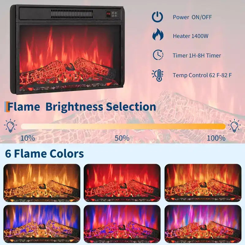 Meuble TV avec cheminée pour téléviseurs jusqu'à 80 pouces, cheminée électrique avec manteau, meuble de divertissement en bois de style ferme, effet de flamme 3D