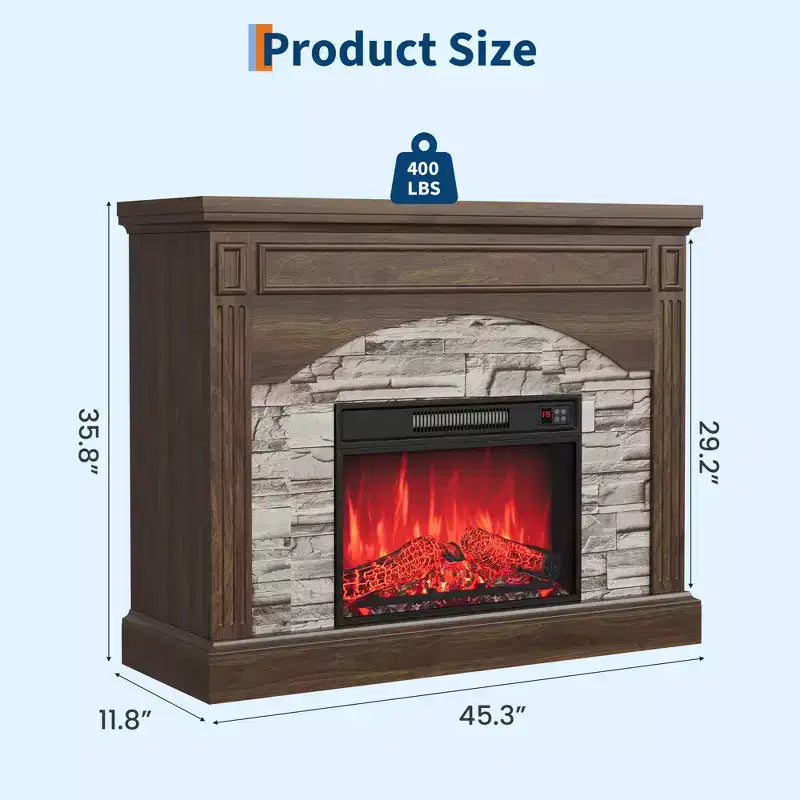 Meuble TV avec cheminée pour téléviseurs jusqu'à 80 pouces, cheminée électrique avec manteau, meuble de divertissement en bois de style ferme, effet de flamme 3D