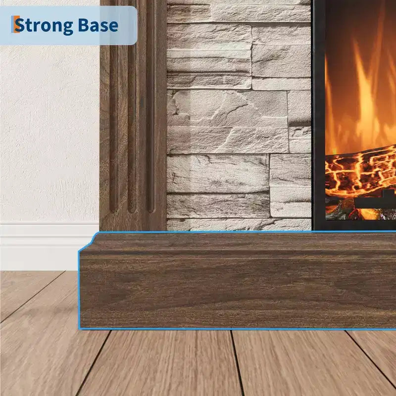Meuble TV avec cheminée pour téléviseurs jusqu'à 80 pouces, cheminée électrique avec manteau, meuble de divertissement en bois de style ferme, effet de flamme 3D