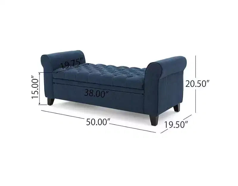 Banc de rangement moderne avec siège rembourré et accoudoirs, pouf de rangement avec pieds en bois, banc de bout de lit pour salon, chambre à coucher