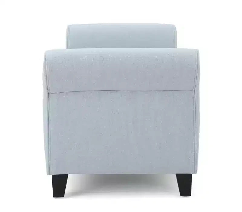 Banc de rangement moderne avec siège rembourré et accoudoirs, pouf de rangement avec pieds en bois, banc de bout de lit pour salon, chambre à coucher