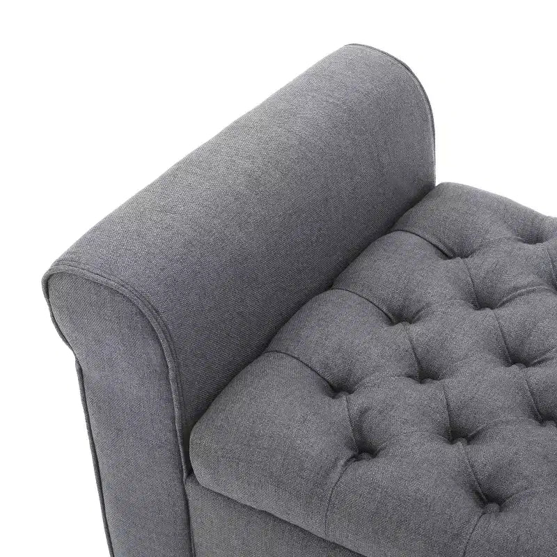 Banc de rangement moderne avec siège rembourré et accoudoirs, pouf de rangement avec pieds en bois, banc de bout de lit pour salon, chambre à coucher