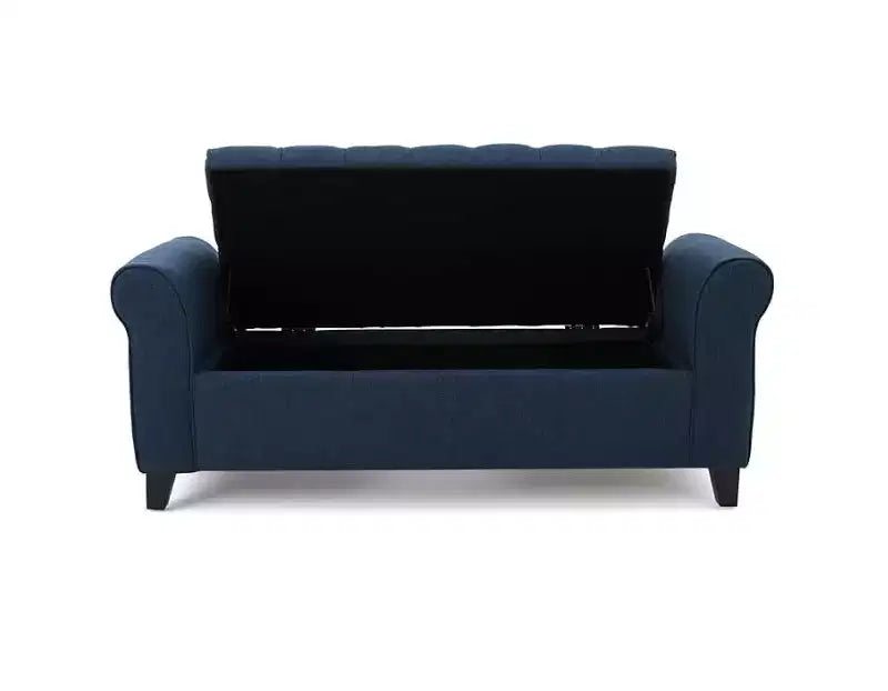 Okak Modern Storage Bench with Padding Seat and Armrests, Storage Ottoman with Wooden Legs, End Of Bed Bench for Living Room, Bedroom