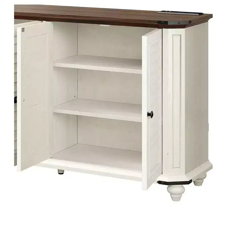 Meuble TV de ferme pour téléviseur de 60 pouces, meuble de divertissement avec étagères réglables et prises de courant, buffet pour salon