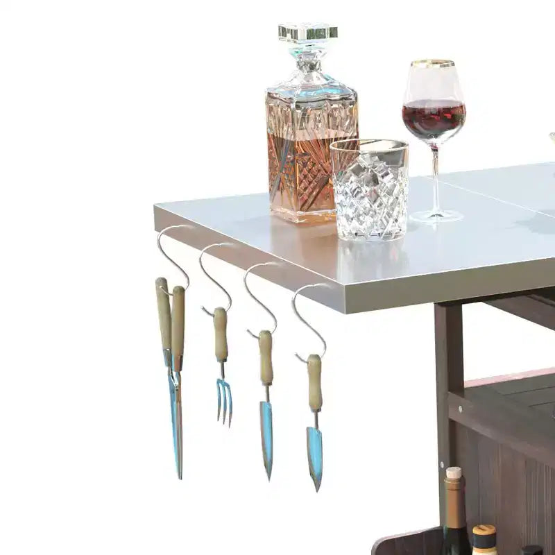 Chariot de grillades avec rangement, îlot de cuisine extérieur pour patio, table de grillades avec roulettes verrouillables et abattant, chariot de barbecue, support de table mobile pour four à pizza