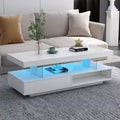 LED Lighted Coffee Table with Storage 2 Drawers & Display Shelf Modern Living Room Furniture