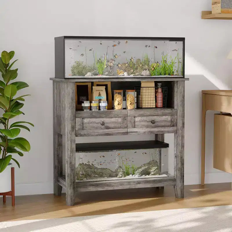 COZONY 20 to 29 Gallon Aquarium Stand with Charging Station, 660 lb Heavy Duty Fish Tank Stand with Drawers