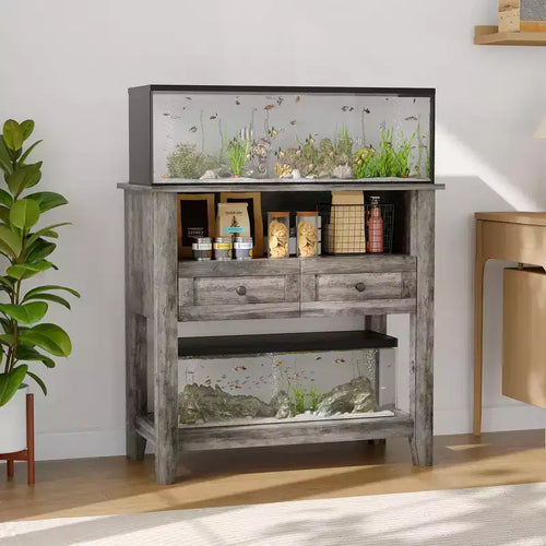 COZONY 20 to 29 Gallon Aquarium Stand with Charging Station, 660 lb Heavy Duty Fish Tank Stand with Drawers