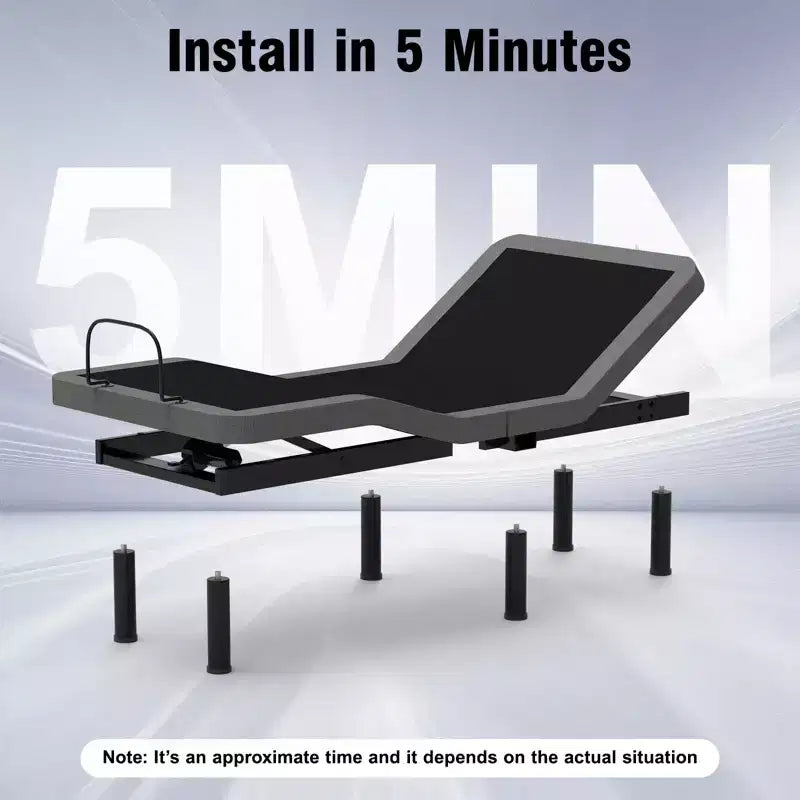 Sommier réglable King Size fenduBase de lit réglable mise à jour, base de lit intelligente avec télécommande sans fil