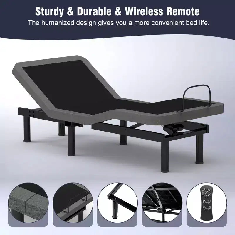 Sommier réglable King Size fenduBase de lit réglable mise à jour, base de lit intelligente avec télécommande sans fil