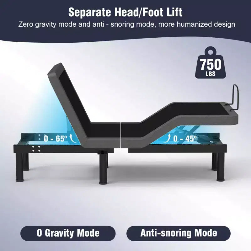 Sommier réglable King Size fenduBase de lit réglable mise à jour, base de lit intelligente avec télécommande sans fil