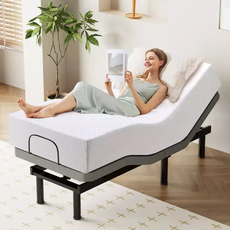Sommier réglable King Size fenduBase de lit réglable mise à jour, base de lit intelligente avec télécommande sans fil