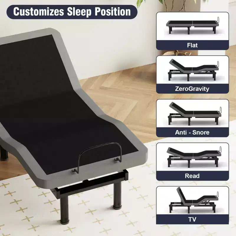 Sommier réglable King Size fenduBase de lit réglable mise à jour, base de lit intelligente avec télécommande sans fil