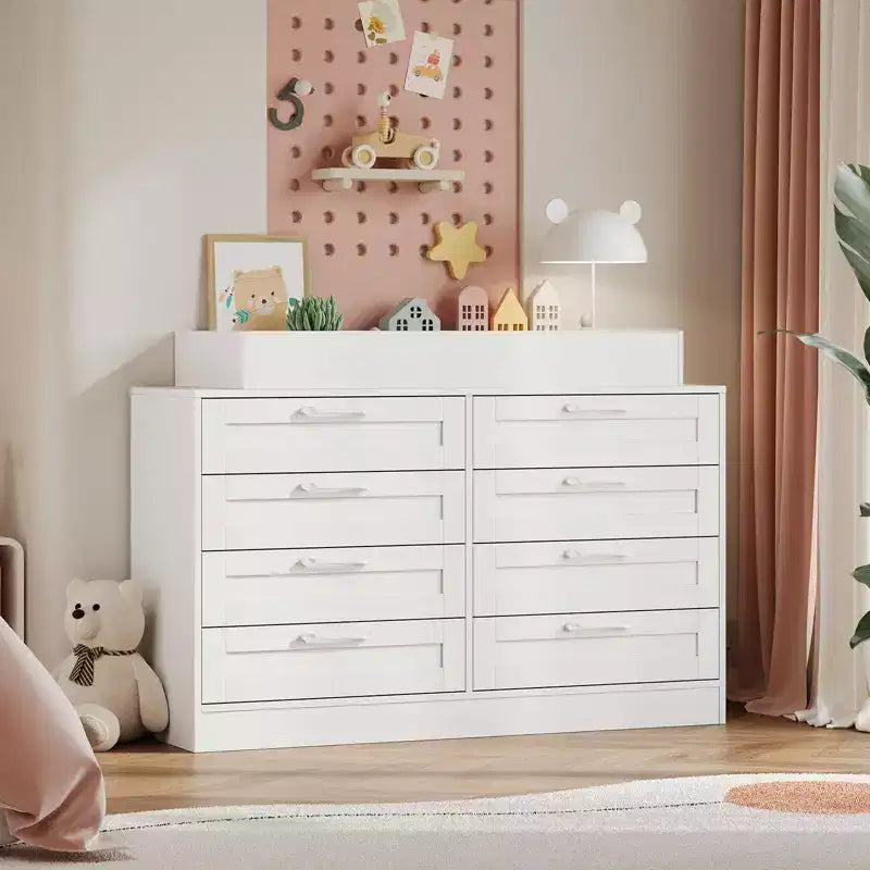 Commode à langer avec 8 tiroirs en bois (sans matelas)