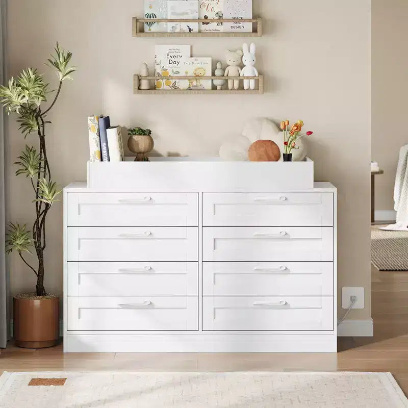 Commode à langer avec 8 tiroirs en bois (sans matelas)