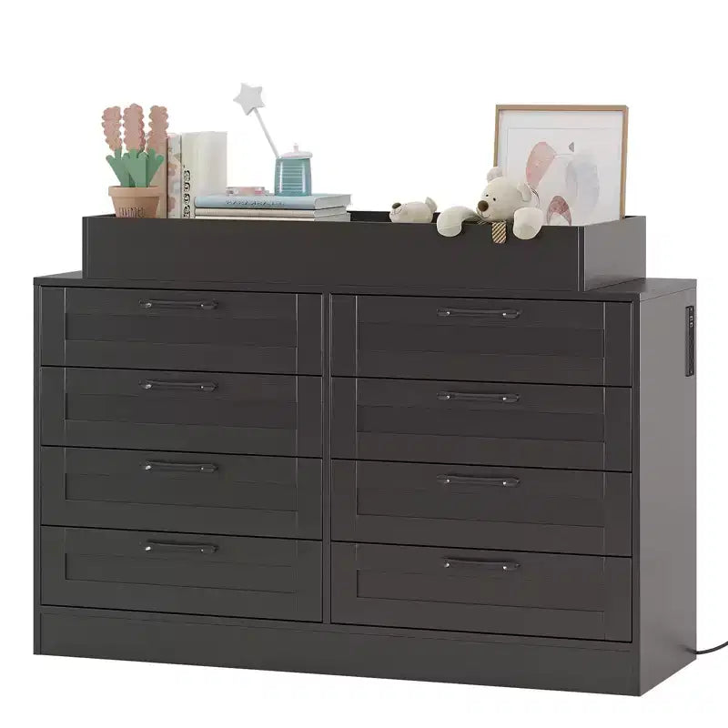 Commode à langer avec 8 tiroirs en bois (sans matelas)