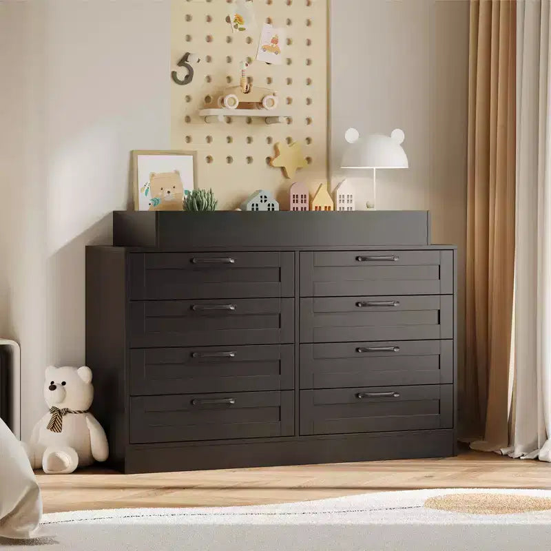 Commode à langer avec 8 tiroirs en bois (sans matelas)