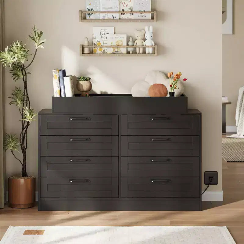 Changing Table Dresser with 8 Wood Drawers (No Pad)