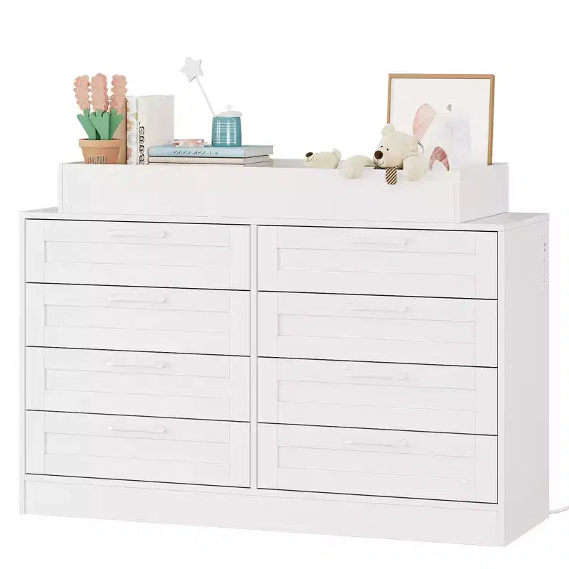 Commode à langer avec 8 tiroirs en bois (sans matelas)