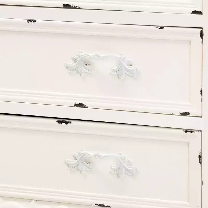 Meuble de rangement à 5 tiroirs en bois bicolore noyer brun/blanc