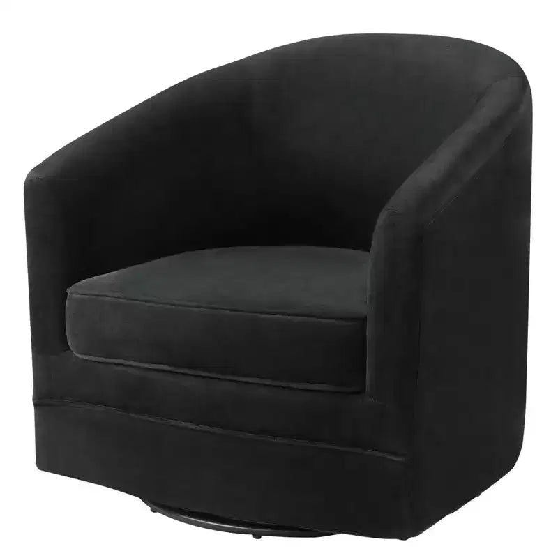 Fauteuil pivotant moderne en velours avec piètement métallique