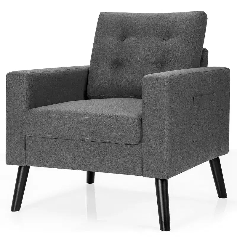 Lot de 2 fauteuils d'appoint rembourrés avec pieds en bois