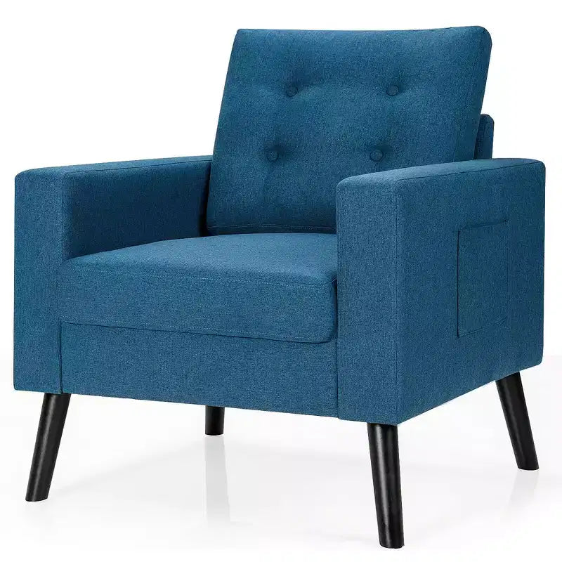 Lot de 2 fauteuils d'appoint rembourrés avec pieds en bois