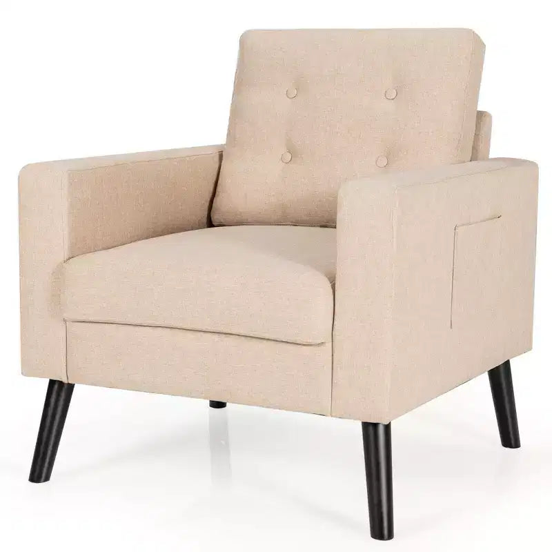Lot de 2 fauteuils d'appoint rembourrés avec pieds en bois