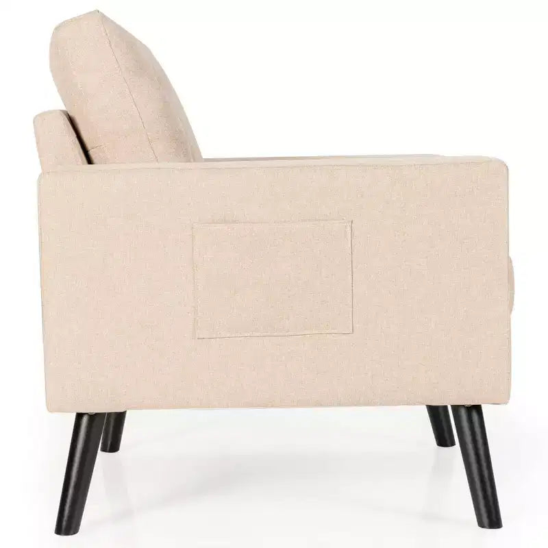 Lot de 2 fauteuils d'appoint rembourrés avec pieds en bois