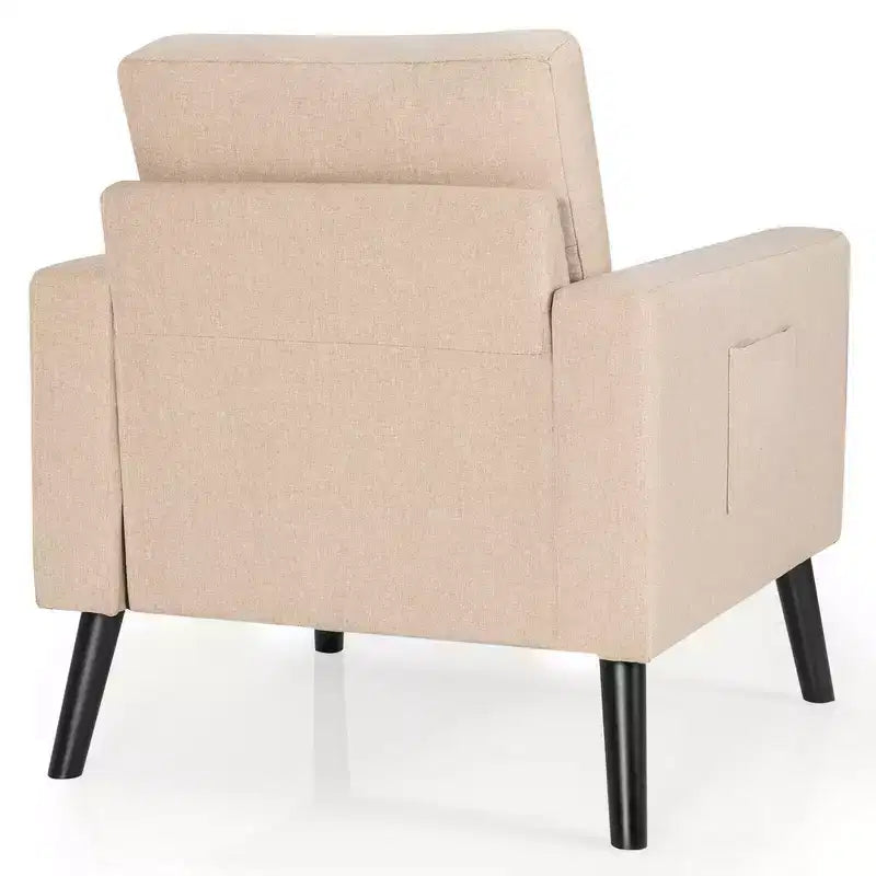 Lot de 2 fauteuils d'appoint rembourrés avec pieds en bois