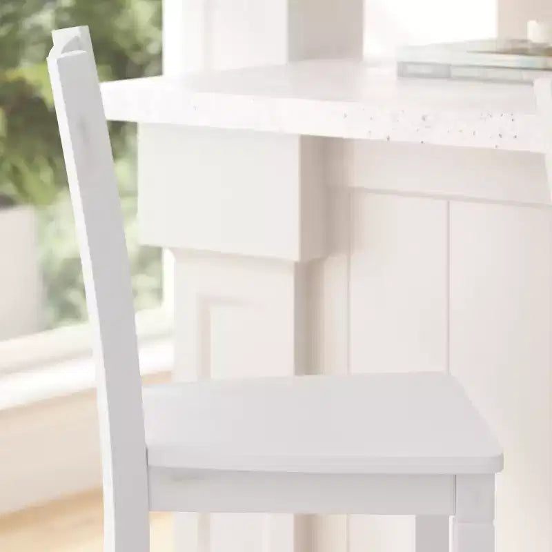 Ensemble de deux tabourets de bar à hauteur de comptoir classiques en bois à dossier échelle avec assise en bois massif