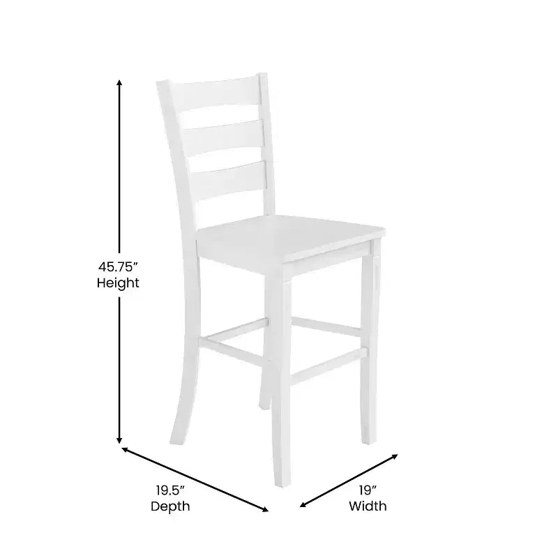 Ensemble de deux tabourets de bar à hauteur de comptoir classiques en bois à dossier échelle avec assise en bois massif