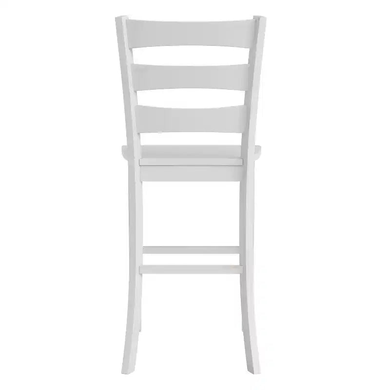 Ensemble de deux tabourets de bar à hauteur de comptoir classiques en bois à dossier échelle avec assise en bois massif