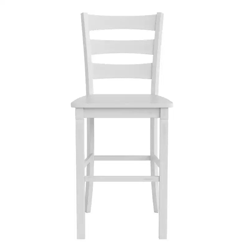 Ensemble de deux tabourets de bar à hauteur de comptoir classiques en bois à dossier échelle avec assise en bois massif