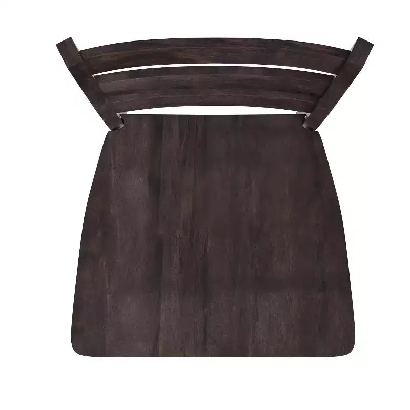 Ensemble de deux tabourets de bar à hauteur de comptoir classiques en bois à dossier échelle avec assise en bois massif