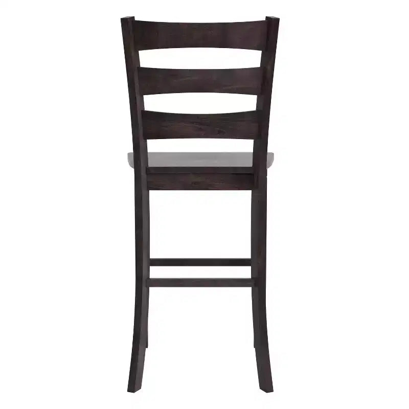 Ensemble de deux tabourets de bar à hauteur de comptoir classiques en bois à dossier échelle avec assise en bois massif