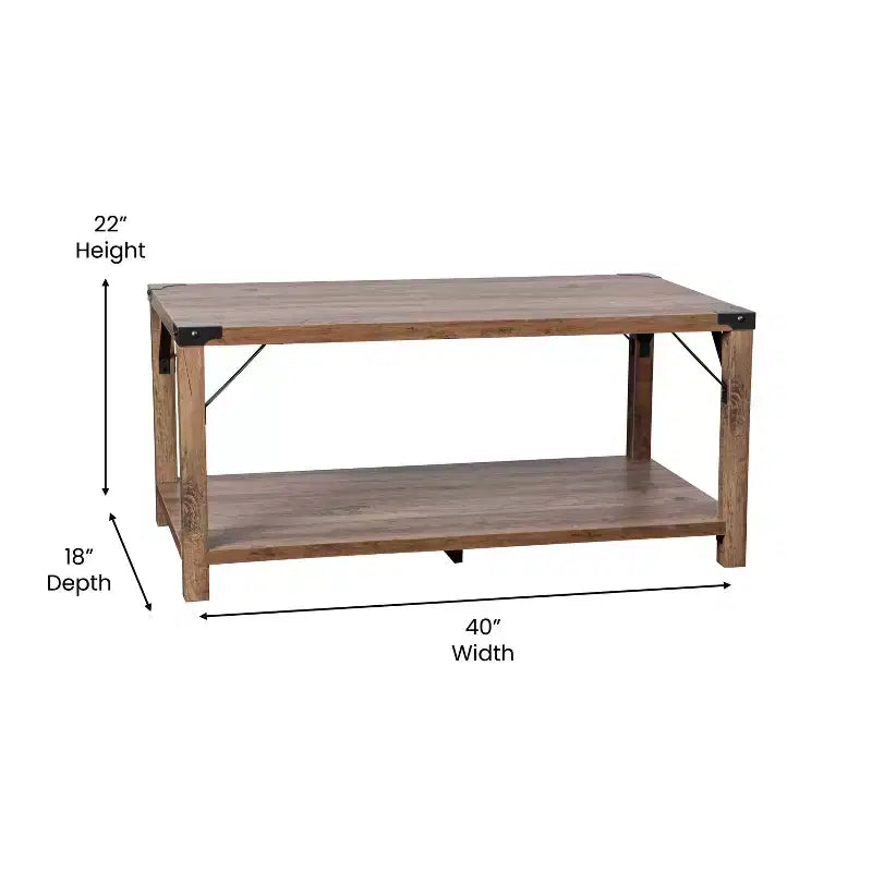 Table basse en bois composite de style campagnard moderne et éléments en acier thermolaqué