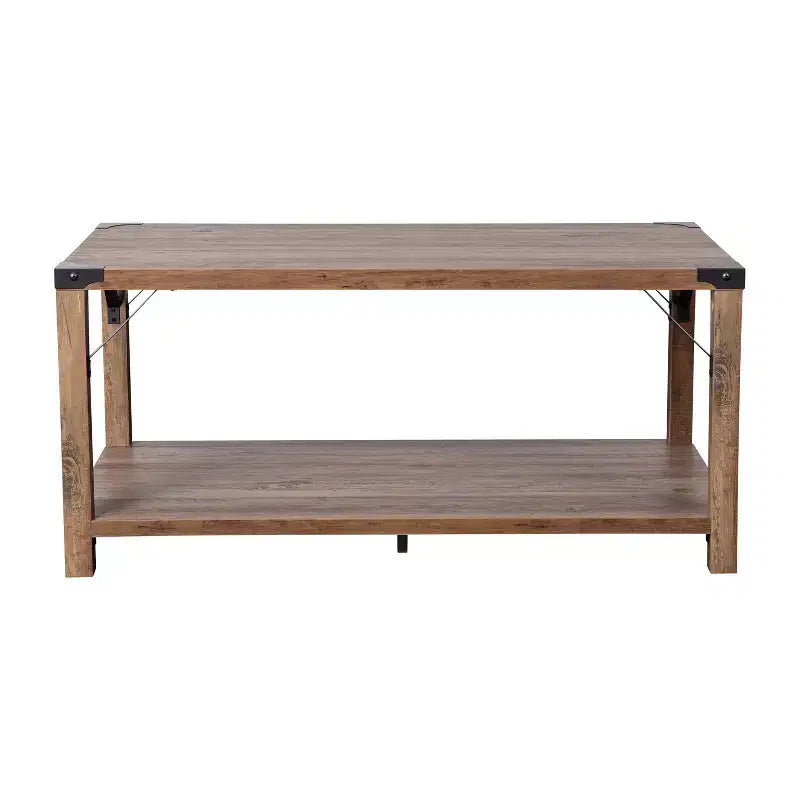 Table basse en bois composite de style campagnard moderne et éléments en acier thermolaqué