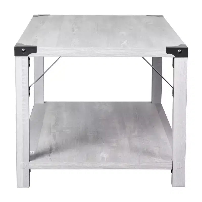 Table basse en bois composite de style campagnard moderne et éléments en acier thermolaqué