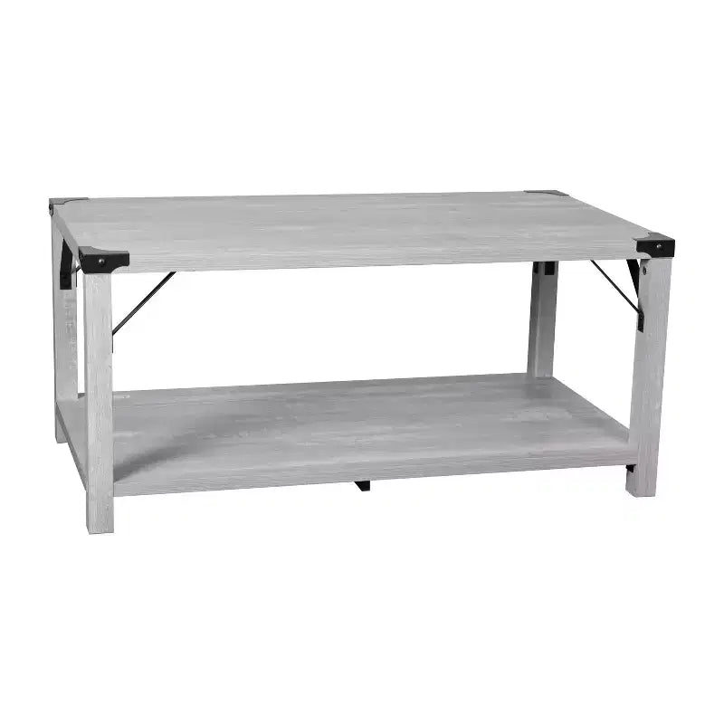 Merrick Lane Modern Farmhouse Engineered Wood Coffee Table and Powder Coated Steel Accents
