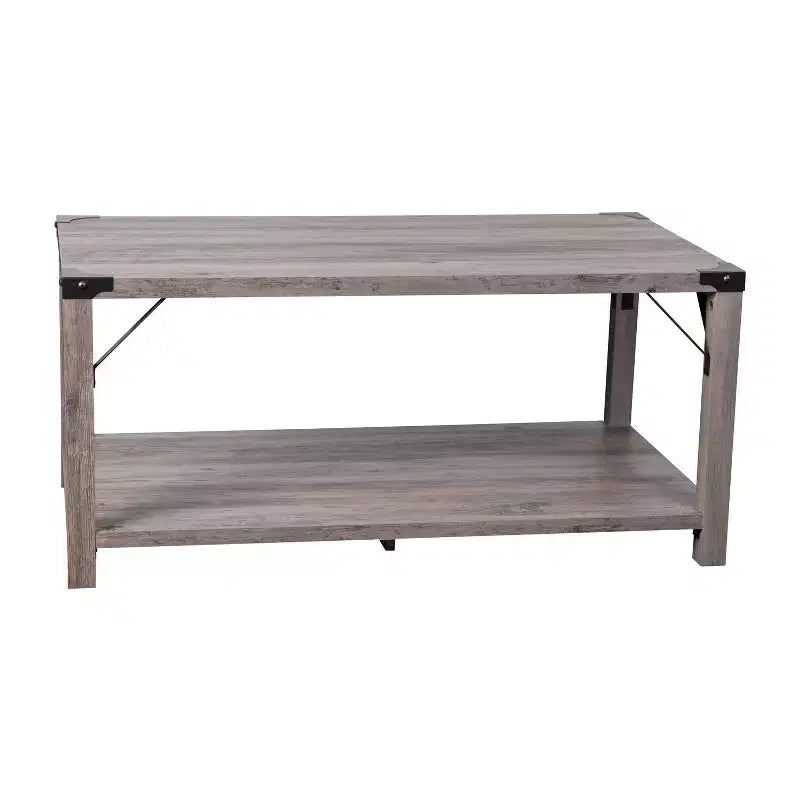 Table basse en bois composite de style campagnard moderne et éléments en acier thermolaqué