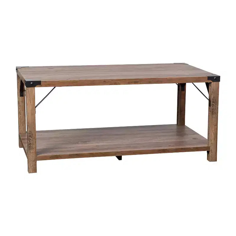 Table basse en bois composite de style campagnard moderne et éléments en acier thermolaqué
