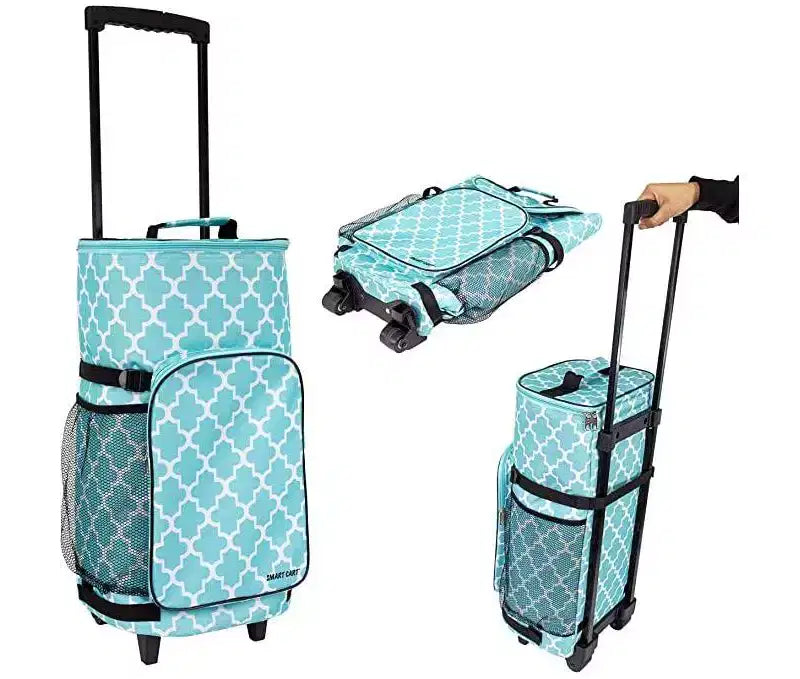 dbest Ultra Compact Smart Cart Cooler Extended Insulated Collapsible Rolling Tailgate BBQ Beach Summer - Moroccan tile