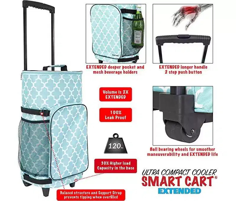Glacière intelligente ultra-compacte, extensible, isolée, pliable, à roulettes, pour hayon, barbecue, plage, été - Carrelage marocain