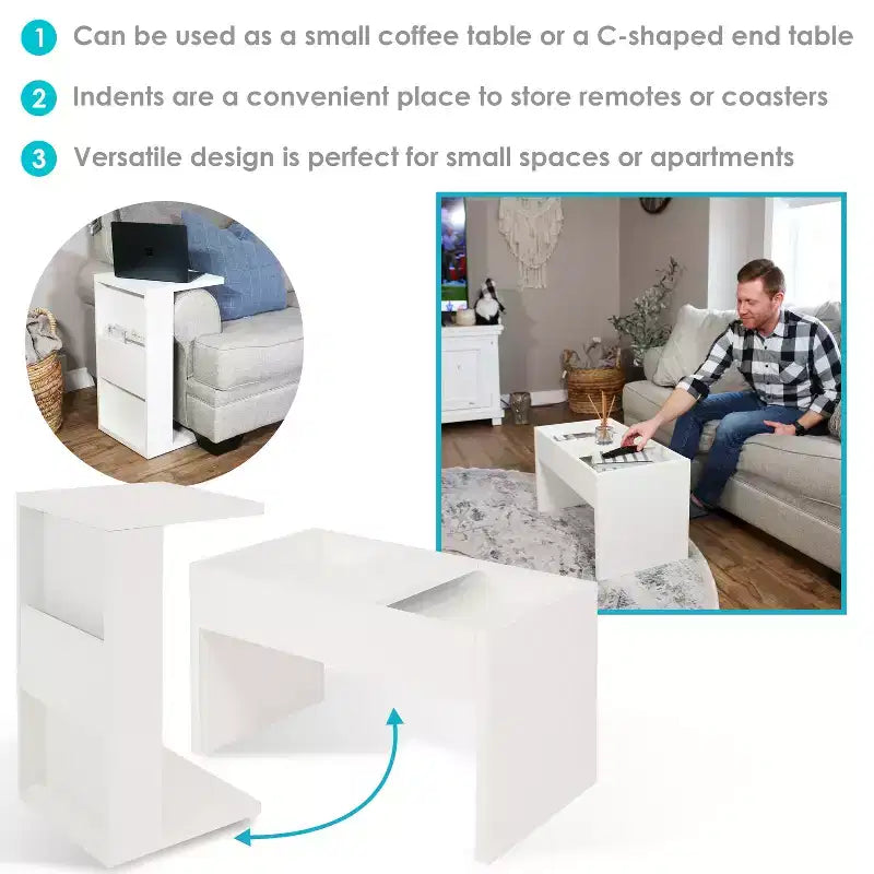 Table basse d'appoint 2-en-1 décorative et polyvalente pour l'intérieur